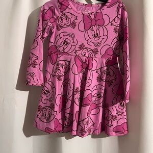 Disney Pink Character Print Kids Casual Dress